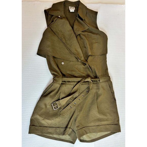 HH Haute Hippie Safari Trench Romper Women's XS Collared Oversized, Sleeveless - Picture 2 of 10